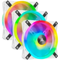Corsair iCUE QL120 RGB 120mm PWM White Case Fan Triple Fan Kit with Lighting Node CORE